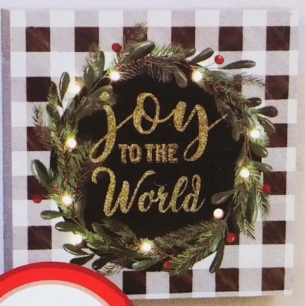 Christmas Buffalo Plaid Light Up Table Word Sign